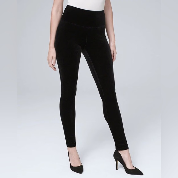 White House Black Market Pants - WHITE HOUSE BLACK MARKET, WOMEN'S BLACK VELOUR LEGGINGS XS